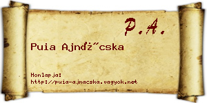 Puia Ajnácska névjegykártya
